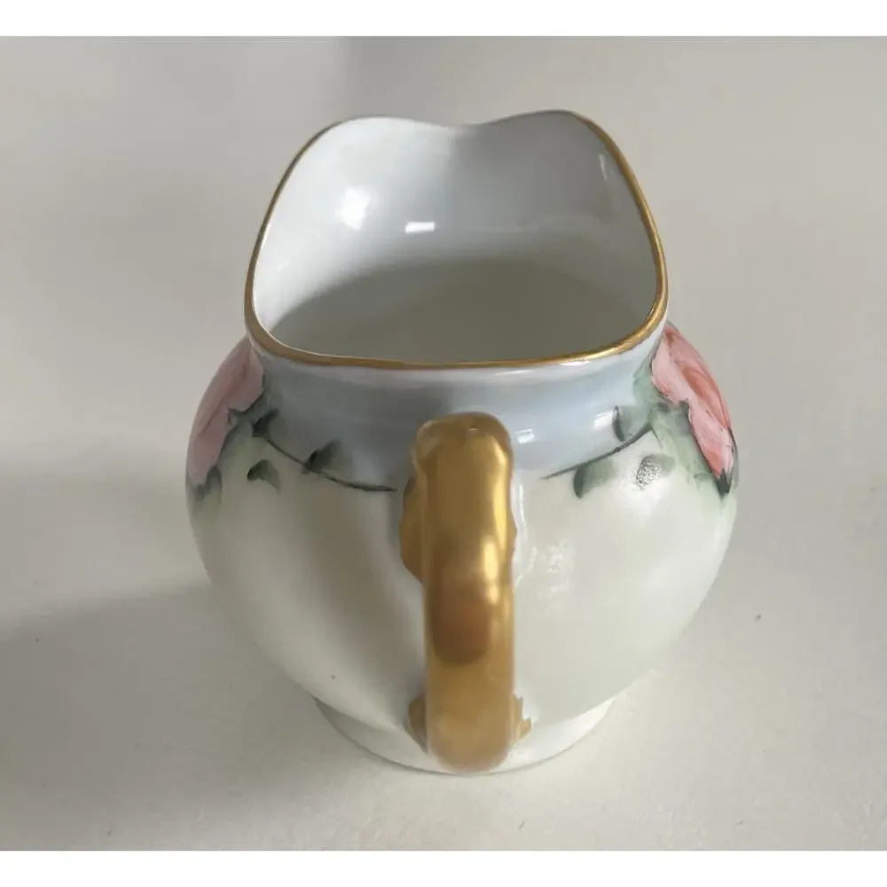 Vintage MZ Altrohlau CMR Czech Creamer Catchall Dish Set Deco Pink Blue Floral